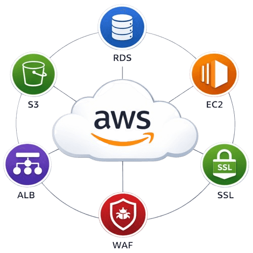 AppraisePoint hosted on AWS — RDS, EC2, S3, ALB, WAF, SSL