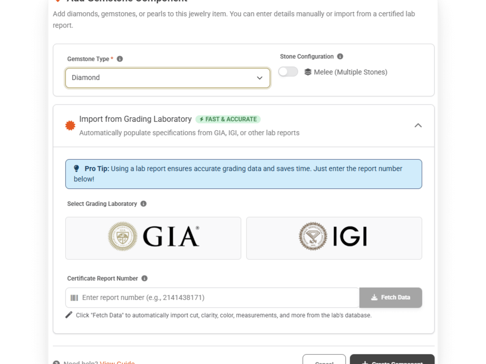 GIA Integration and Live Pricing